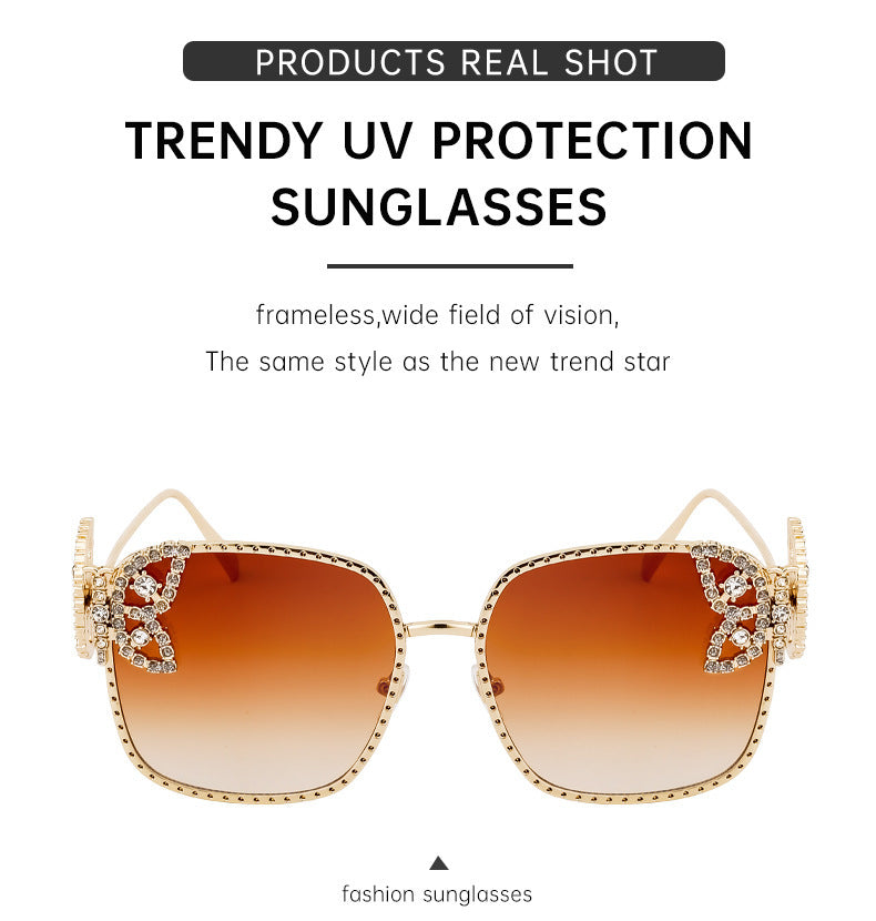 European and American Fashion Personality Butterfly Diamond Sunglasses for Women Metal Frame Sunglasses Women's Sun Protection Glasses shades