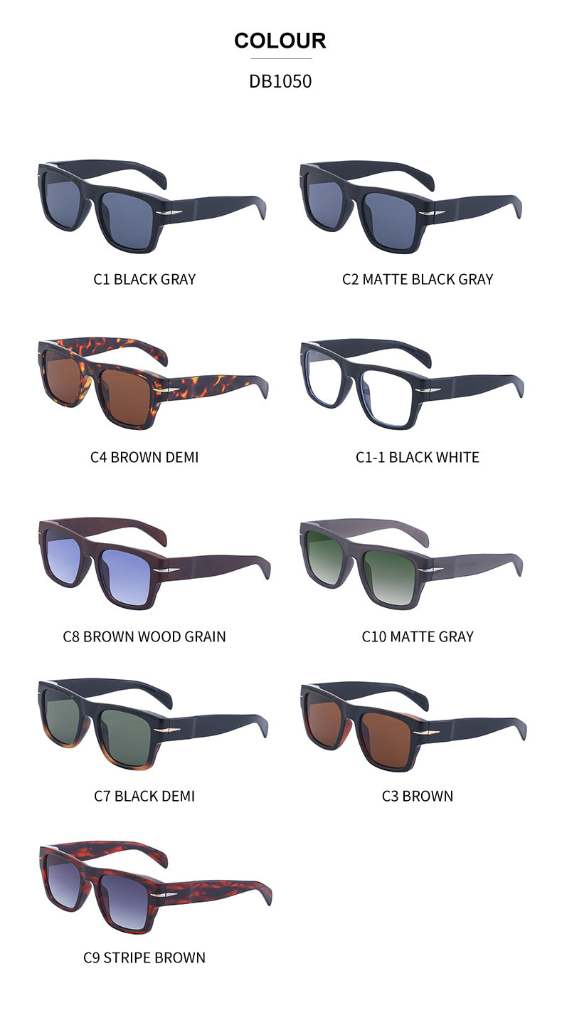 David's Retro Sunglasses for Men, European and American Style, Fashionable Trendy Square Frame Sunglasses, High-End Full Frame Glasses for Men