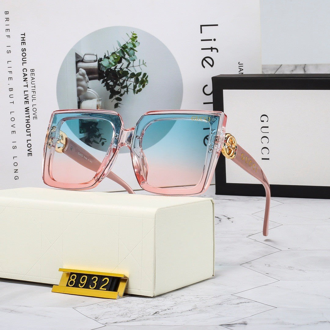New European and American Trendy Fashion Versatile Personality Sunglasses High-end Square Frame Sunglasses Internet Celebrity Style Driving Sunglasses