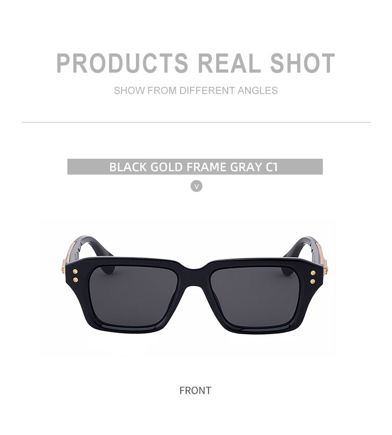 2025New European and American Fashion Square Frame Sunglasses for Men, Unique Small Frame, High-End Trendy Sun Protection Sunglasses for Men