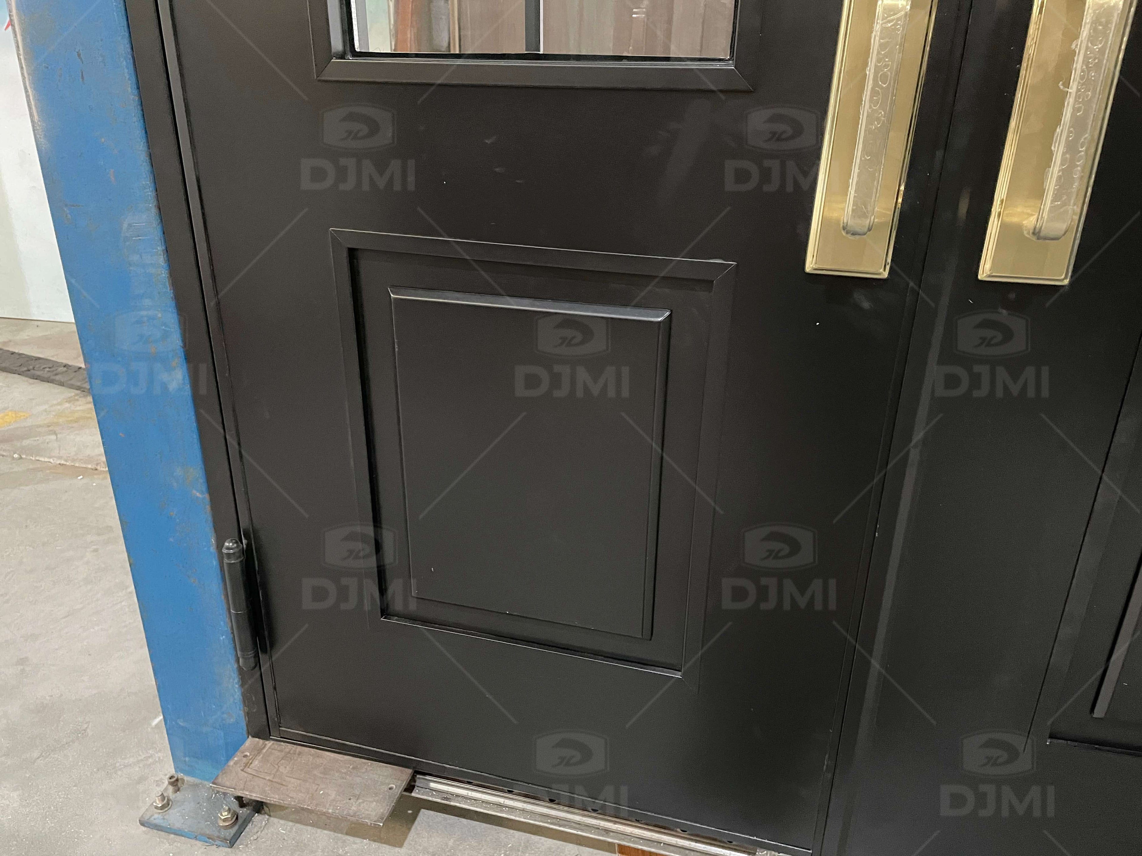 Modern European Design Residential Anti-Theft Entrance Black Cast Aluminum Glass Double Front Entry Door for Houses