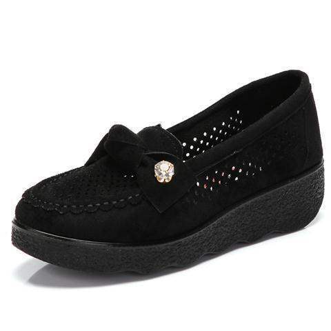 Spring and Autumn Old North Cloth Shoes Shallow Mouth Rocking Single Shoes Platform Thick Sole Loafers Wedge Women's Shoes Black Work Shoes41