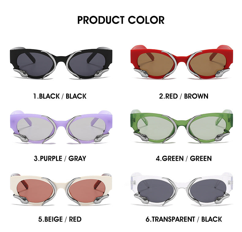 gm Same Style Women's Sunglasses Snake Small Frame Sunglasses High-End Steampunk Cat Eye Glasses shades