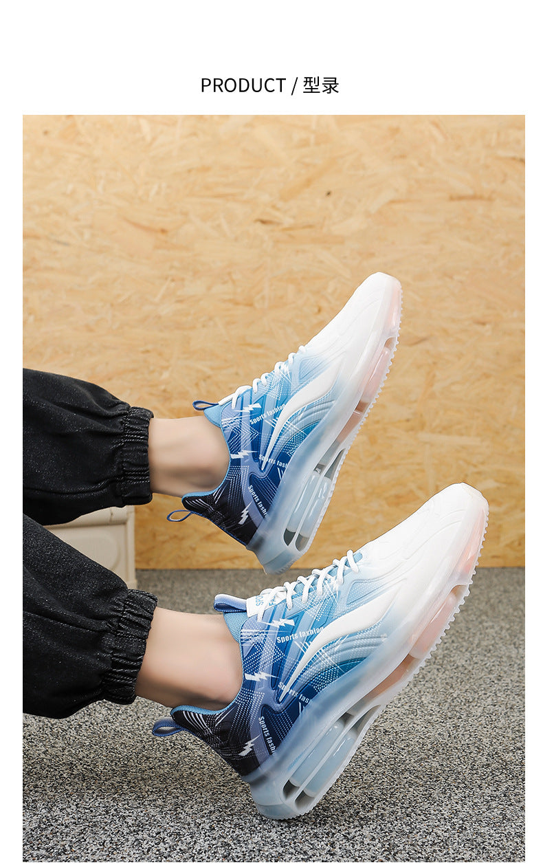 Men's Sports Shoes Spring and Autumn Ice Silk Hot Style Air Cushion Shock Absorption Trendy Men's Shoes Youth Running Shoes Student Casual Running Shoes