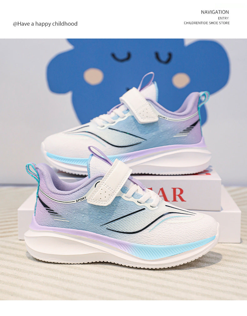 Children's Ultra-light Shock-absorbing Anti-slip Running Shoes Spring and Summer Medium and Large Children's Mesh Breathable Sports Shoes Children's Shoes Breathable Shock-absorbing