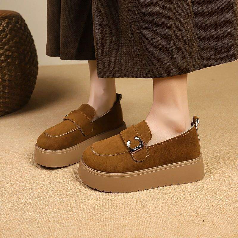 Women's Thick-Soled Birkenstock Shoes2025New Spring Retro Slip-On Lazy Casual Loafers Warm Birkenstock Single Shoes