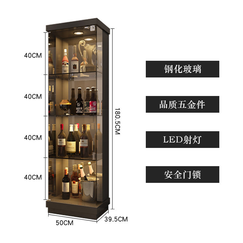 All-Glass Wine Cabinet Living Room Wall-Mounted Sideboard Modern Simple Light Luxury Small Red Wine Transparent Collection Figurine Display Cabinet