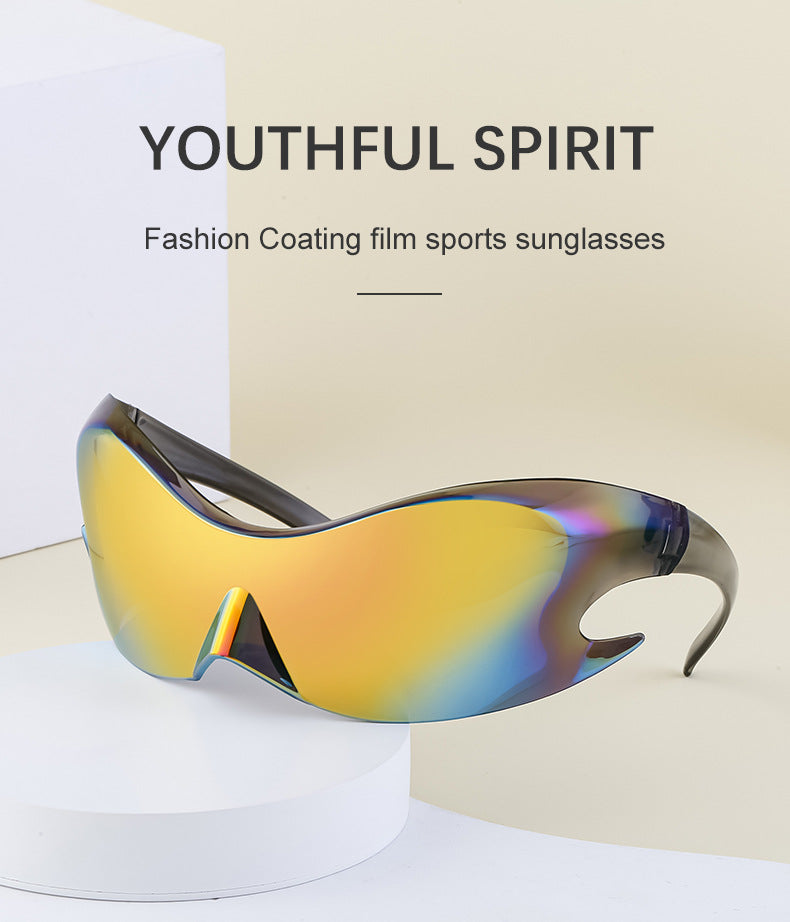 Europe and America Y2K Millennium Sports Windproof Colorful Sunglasses Men's Future Technology Style One-piece Sunglasses Women's Wholesale