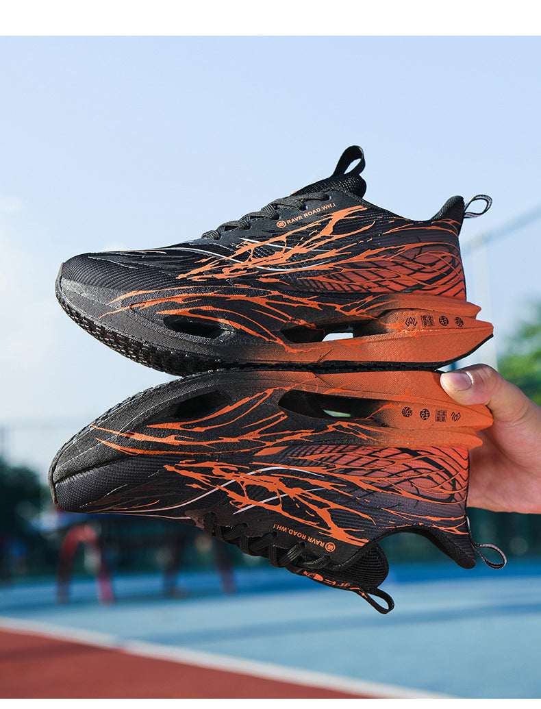 Autumn Winter New Double Mesh Thickened Parent-Child Fluorescent Fashion Casual Sports Shoes Really Soft Bottom Carbon Plate Lightweight Running Shoes