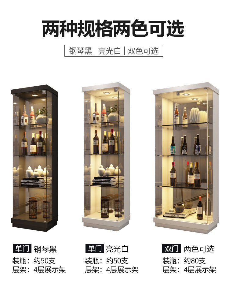 Custom Apartment Glass Wine Cabinet Light Luxury Transparent Collection Figurine Display Cabinet Factory Direct Sales Undertakes Hotel Projects