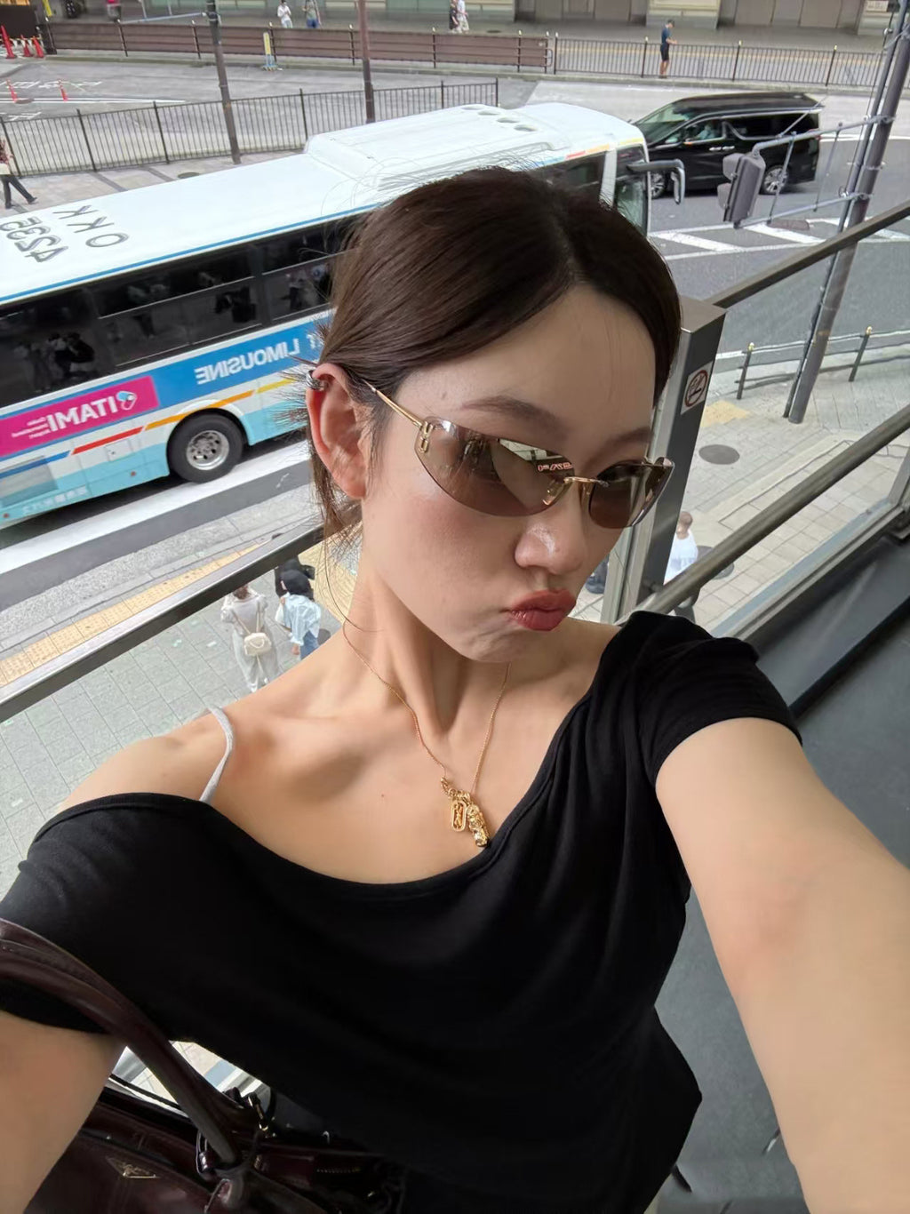 European and American Style miu Miaojia Frameless Sunglasses for Women Xiaohongshu ins Internet Celebrity Style Protective Sunglasses54y