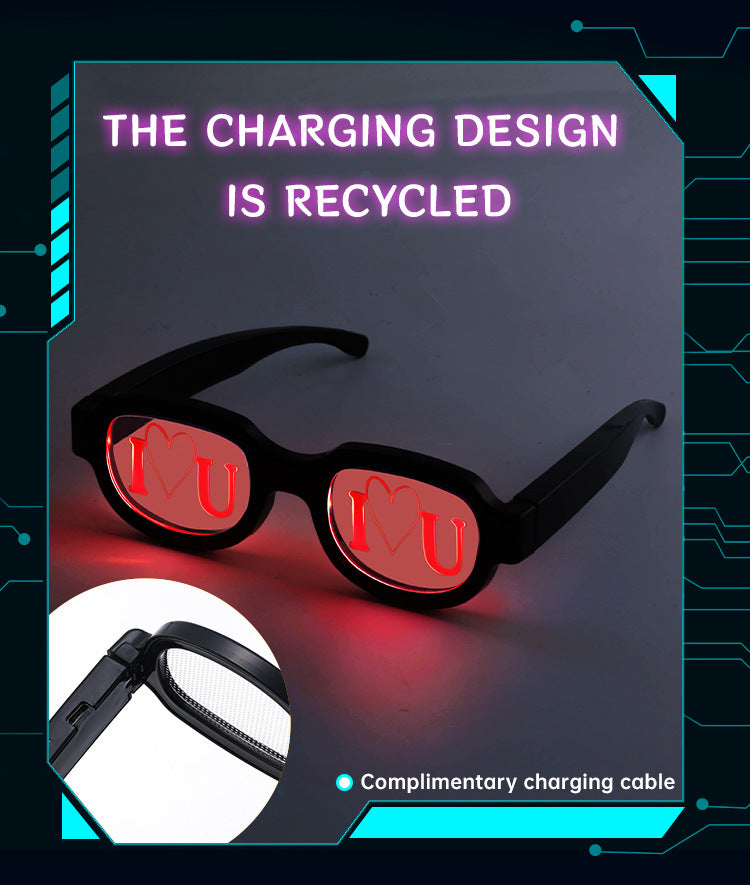 New LED Glowing Red Eye Glasses Same Style Glowing Glasses Personality Funny Party Performance Flashing Props