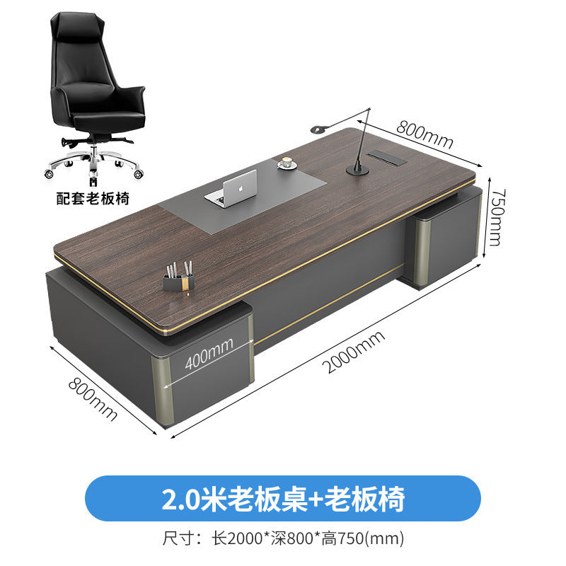 Elegant Office Desk Boss Desk Simple Modern Double Cabinet Mobile Cabinet Office Manager President Office Desk and Chair Set