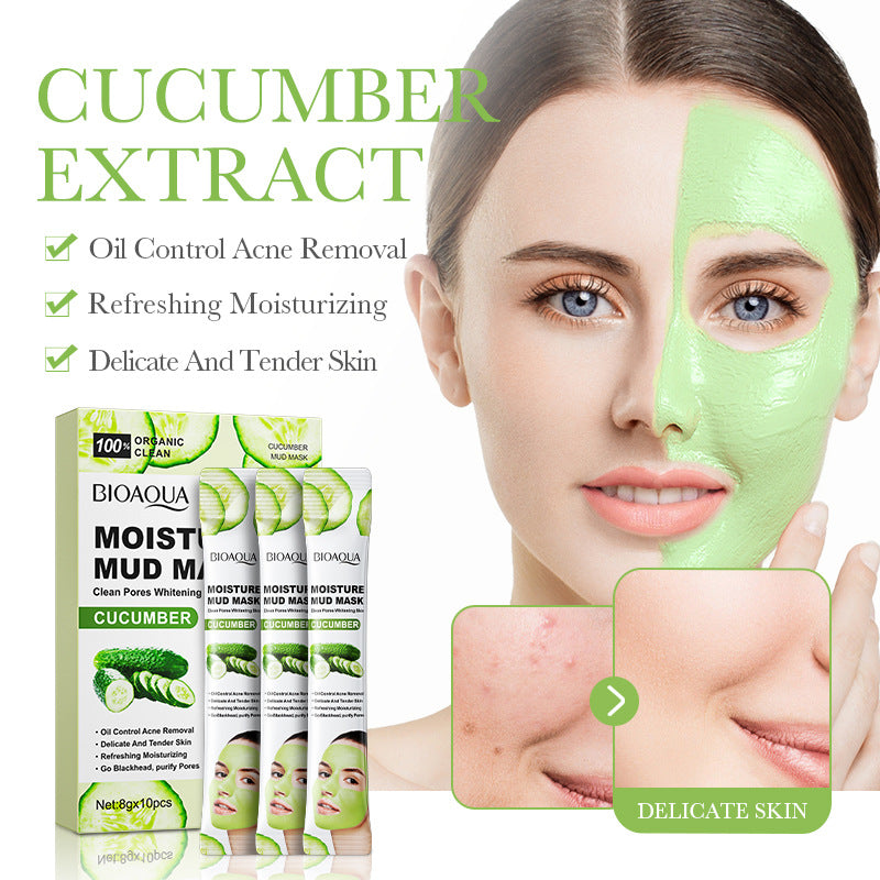 Full English Cleansing Mask BIOAOUA Cucumber Pore Cleansing Smear-On Portable Mud Mask  Foreign Trade Wholesale