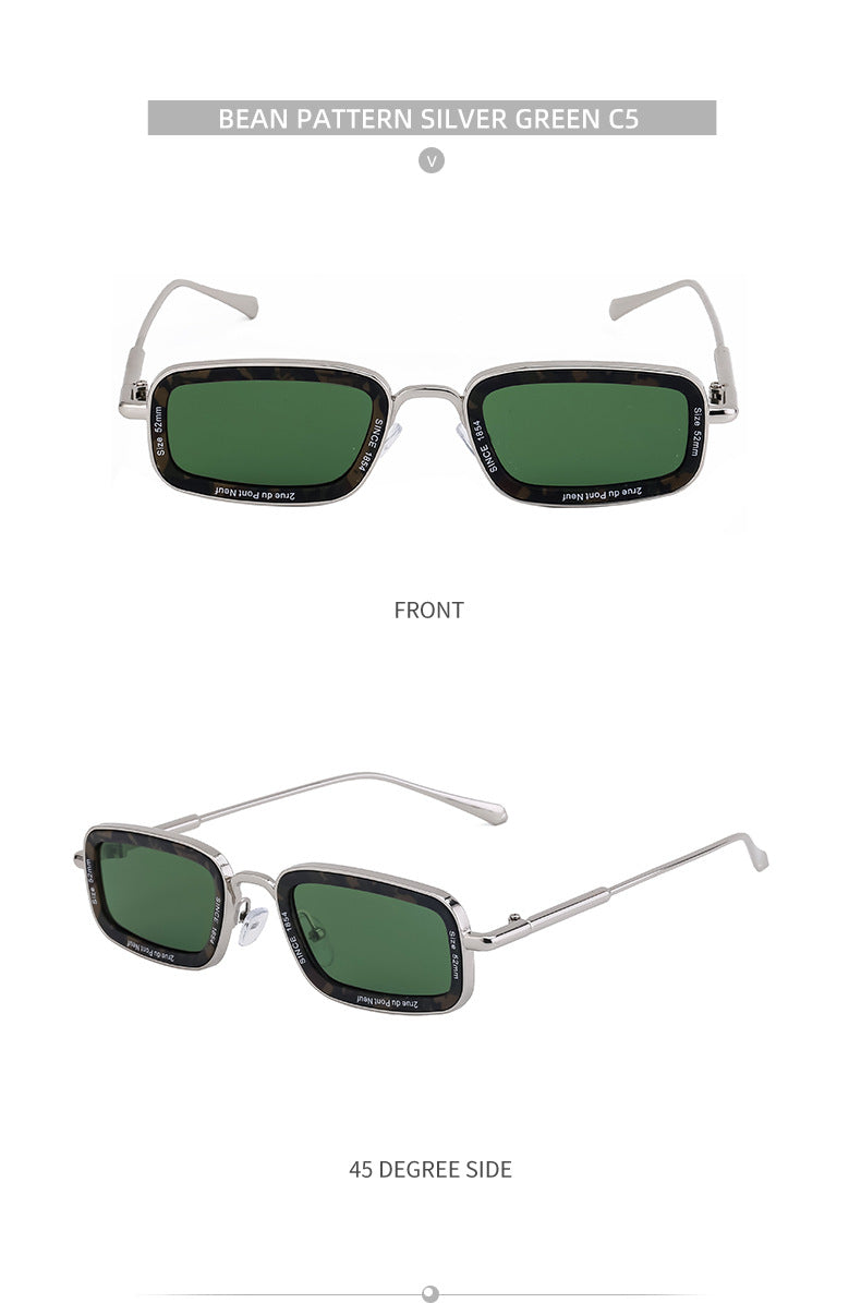 Square Small Frame Sunglasses for Women with Letter Print, Personalized European and American Retro High-End Feel ins Fashion Sunglasses for Women Trendy Glasses