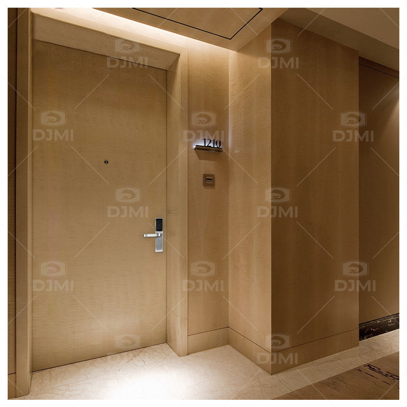 Foshan Manufacturer Custom High Quality Walnut Wood Design Hotel Room Sound Insulation Fire Solid Wood Interior Door