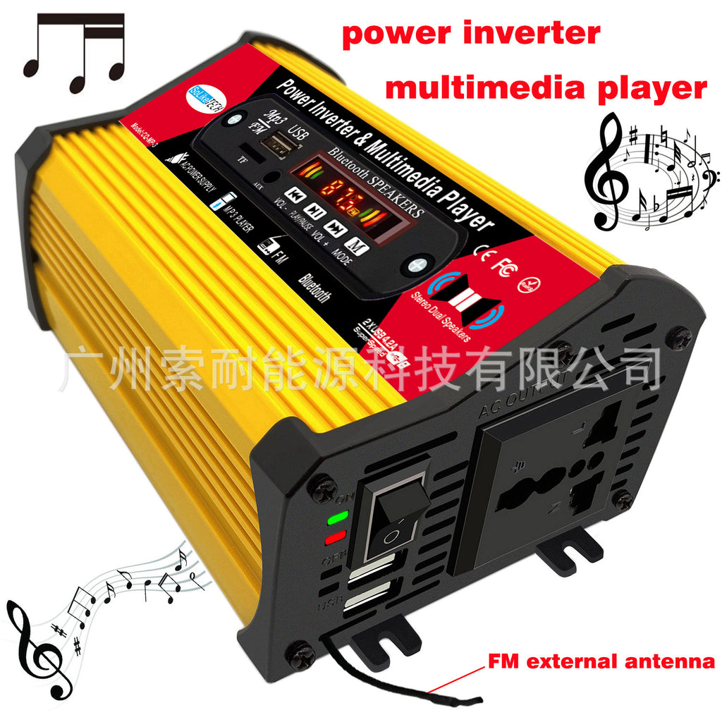 Inverter with multimedia player Bluetooth MP3/FM Function 12V Turn110V/220V inverter