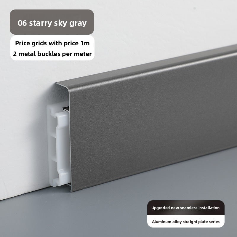 Trendy flat skirting board, thickened snap-on metal baseboard, ultra-narrow corner trim, aluminum alloy skirting board
