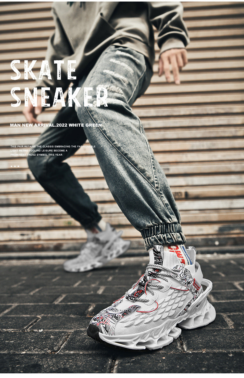 Chinese Style Men's Shoes Spring and Autumn Running Shoes Basketball Sports Shoes Ultra-light Shock-absorbing Breathable Running Blade Shoes Chinese Style Design