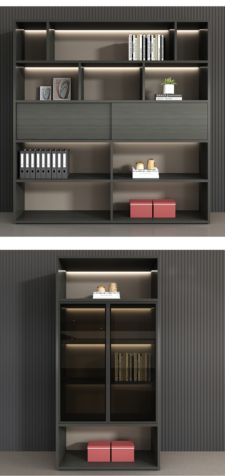 Boss Office Light Luxury Wooden Archive File Cabinet Archive Cabinet Storage Bookcase Manager Room Background Cabinet