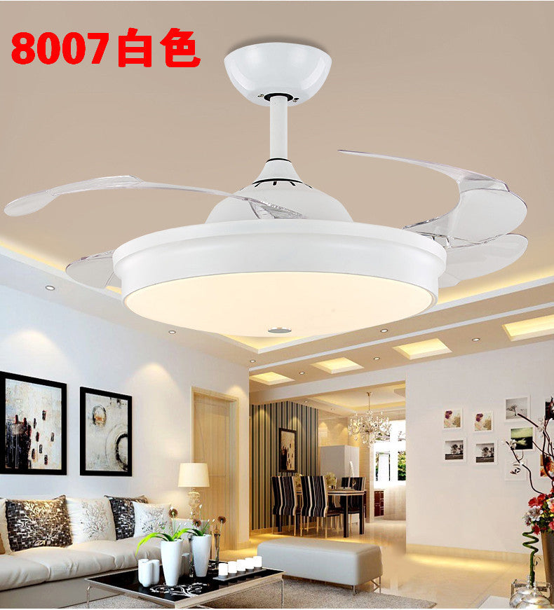 Invisible Fan Light Remote Control led Fan Chandelier Home Electric Fan Lamp scandinavian Iron Restaurant Lamp Crystal Ceiling Fan Lamp