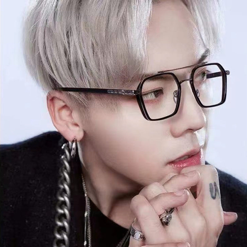 New Sunglasses Internet Celebrity Wei Ting Same Style Sunglasses for Men Trendy Large Square Frame Sunglasses for Men ins Sun Protection Glasses