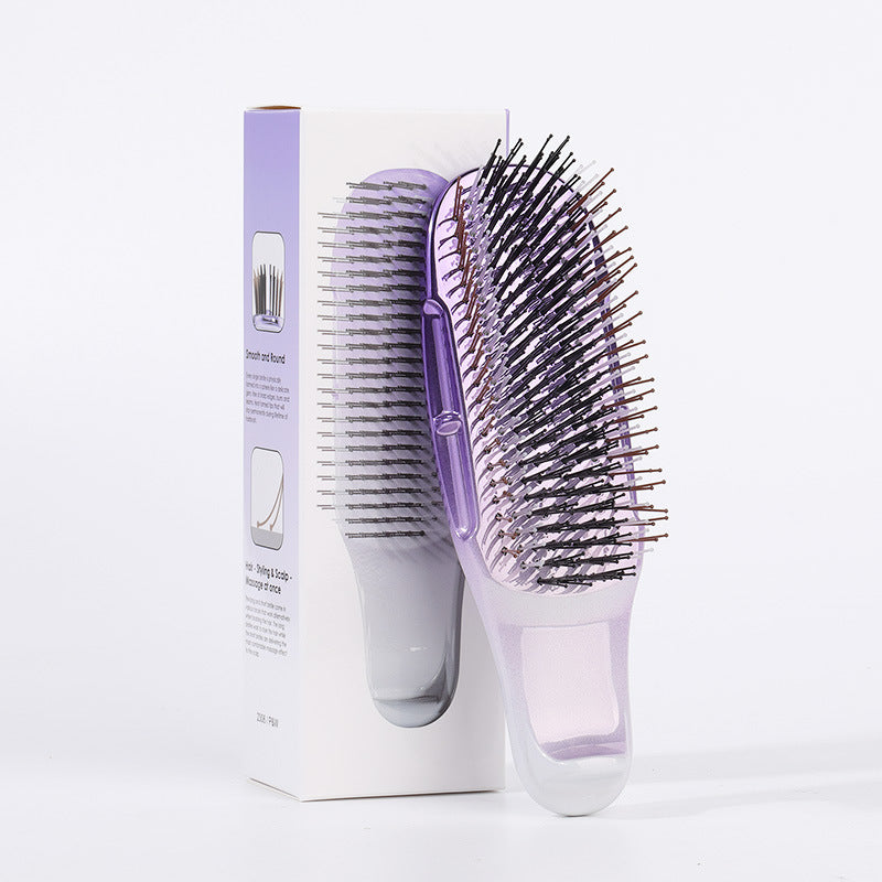 Cross-Border Electroplated Meridian Massage Comb Round Bead Three-Stage Comb Teeth Smooth Hair Anti-Tangle Dry and Wet Dual-Use Fine Needle Portable Comb