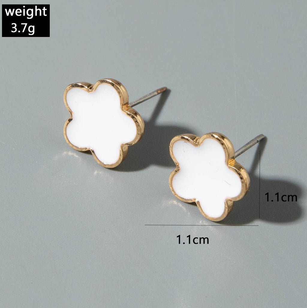 European and American Fashion Alloy Inlaid Diamond Five-Leaf Clover Bracelet Jewelry Three-Piece Set Simple Geometric Smooth Bracelet Wholesale