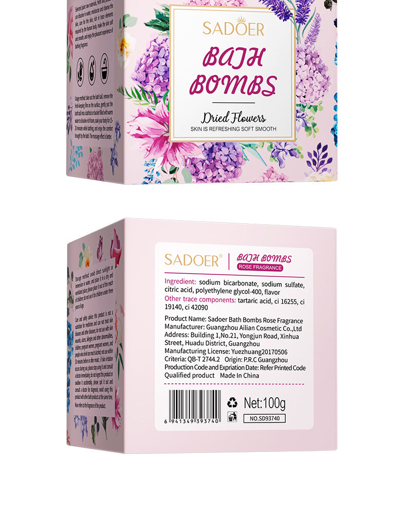 Full English Dried Flower Explosive Bath Salt Ball100gSADOER Clean Fragrance Bath Ball  Wholesale