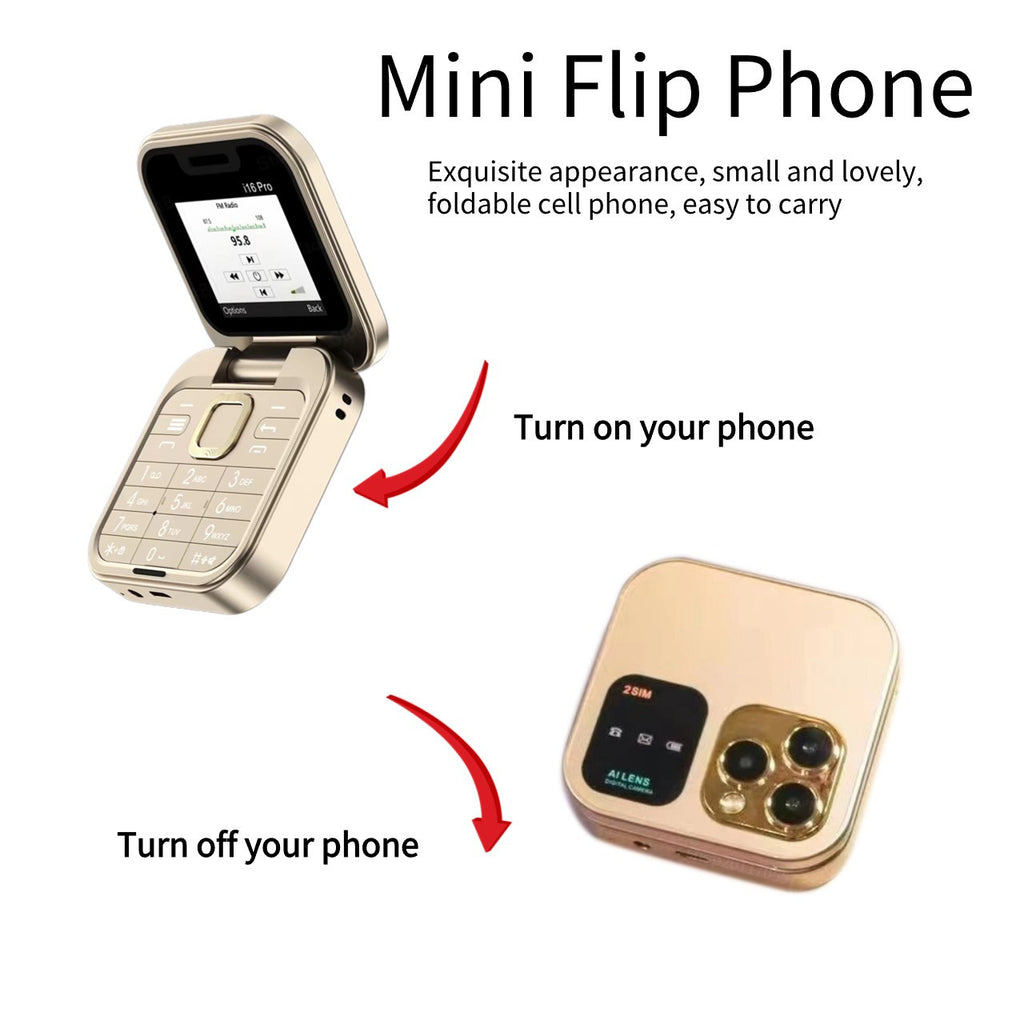 Mini Foldable Feature Phone Flip Cover Elderly Button Phone Pocket Women's Personalized Phone Backup Phone