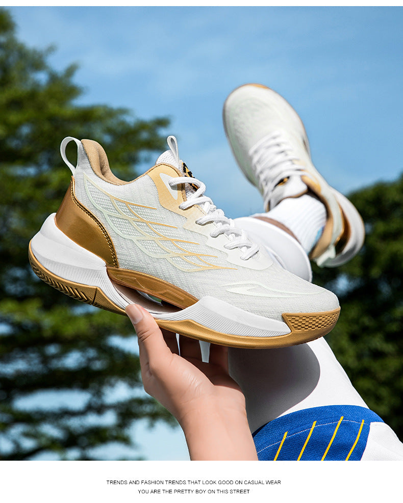 2025New Men's Shoes Mesh Breathable High Elastic Shock Absorption Sports Shoes Youth Casual Non-slip Thick Bottom Basketball Shoes