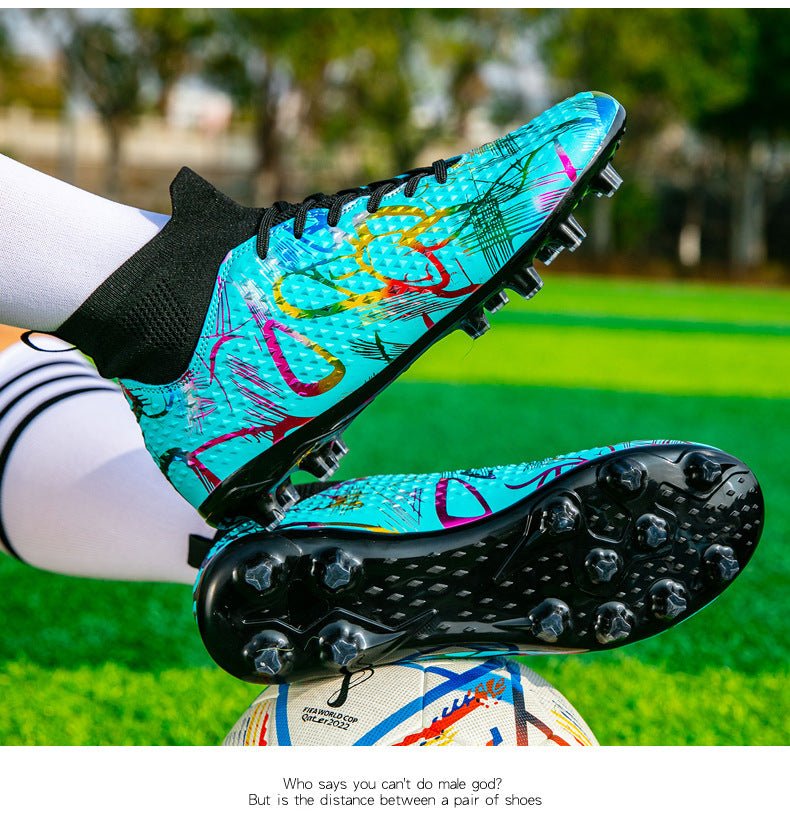 Youth Football Shoes Men and Women Long Spikes Adult Professional Sports Training Shoes Artificial Grass Non-Slip Wear-Resistant Competition Shoes