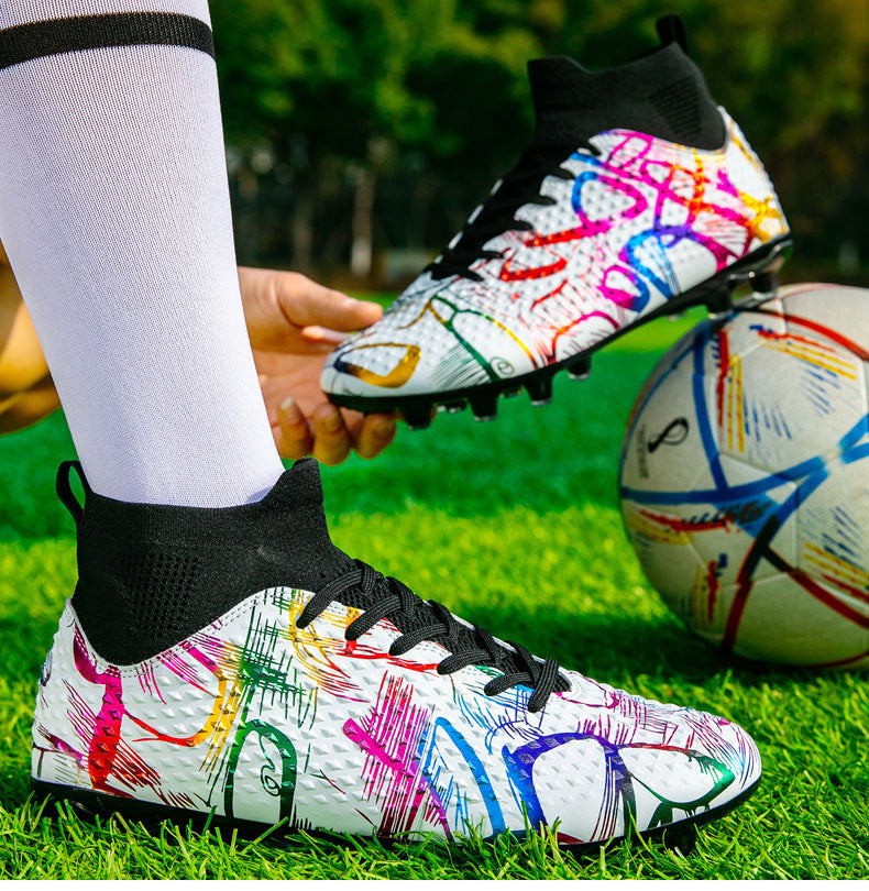 Youth Football Shoes Men and Women Long Spikes Adult Professional Sports Training Shoes Artificial Grass Non-Slip Wear-Resistant Competition Shoes