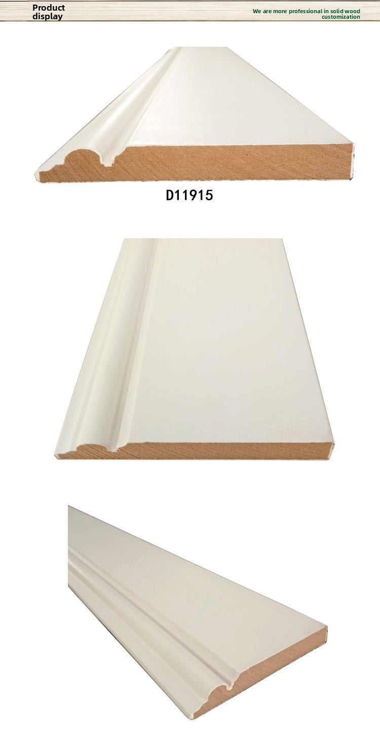 Painted solid wood baseboard MDF15Floor corner trim8-10Pure solid wood white baseboard