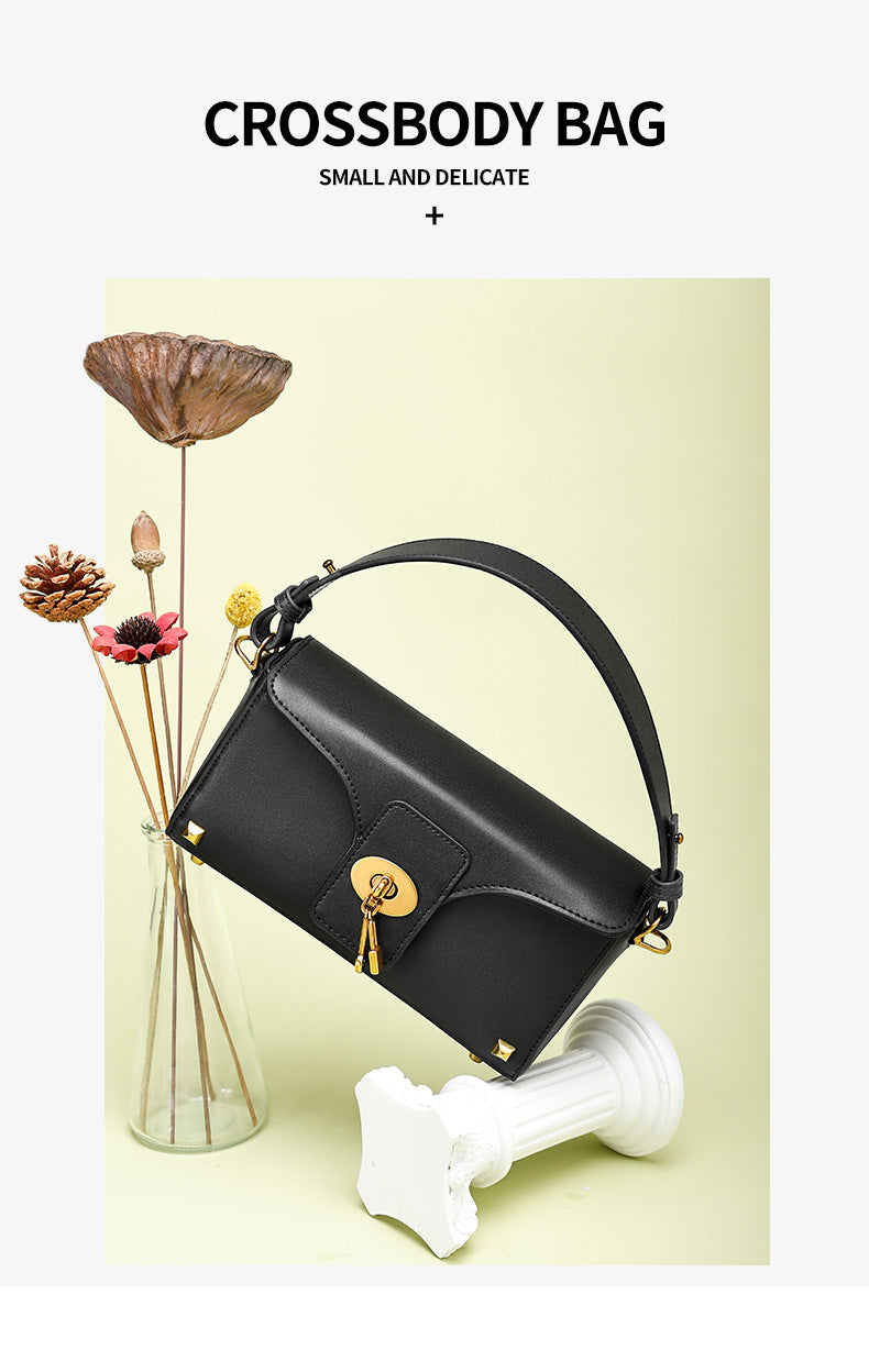 European and American Women's Bag High-End Light Luxury Handbag Niche Versatile Fashion Genuine Leather Crossbody Bag Single Shoulder Underarm Bag for Women