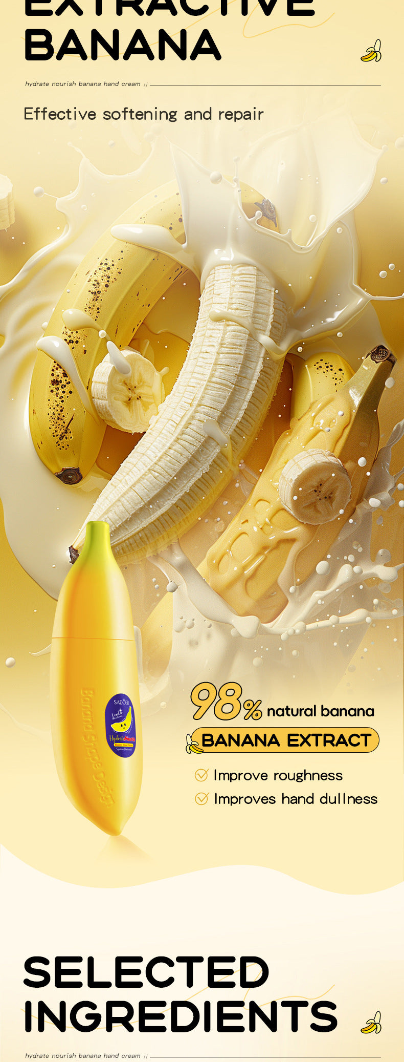 Banana Squalane Hydrating Hand Cream SADOER Autumn and winter nourishing hand cream cross-border foreign trade wholesale