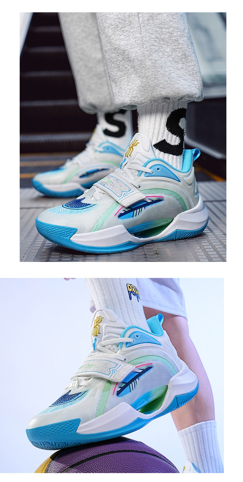 Summer Trendy Fashion Breathable Comfortable Sports Men's Shoes Youth High Elastic Practical Wear-resistant Rubber Sole Basketball Shoes