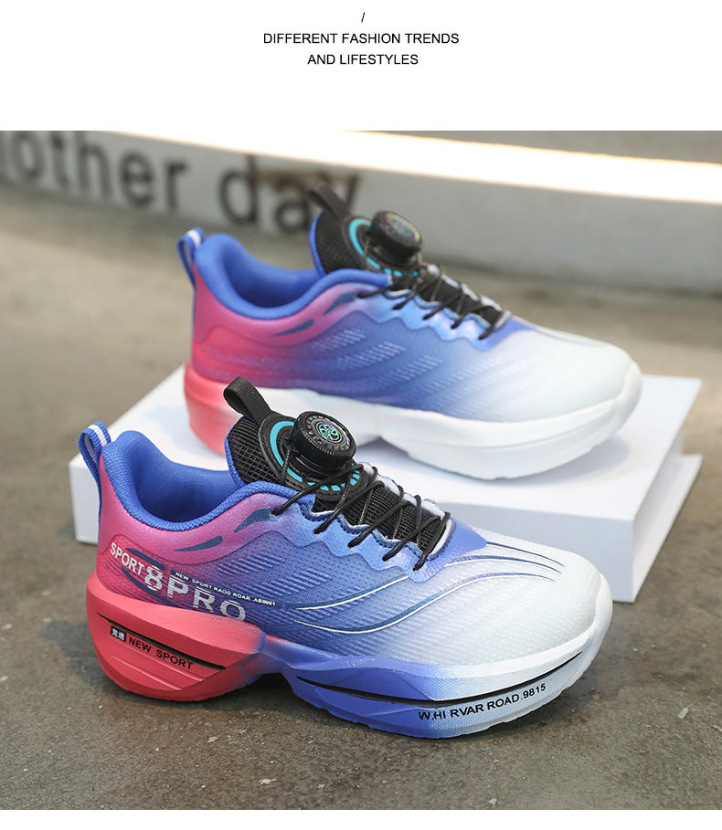 Red Rabbit8pro Rotating Button Children's Shoes Lightweight Shock Absorption Rebound Non-Slip Running Shoes Boys and Girls Students Physical Test Sports Shoes