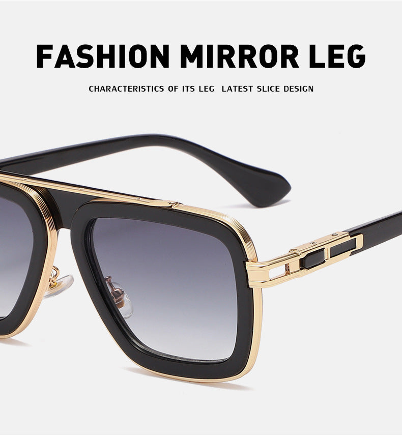 European and American Retro Square Frame Sunglasses for Men, Trendy European and American Punk Style, Internet Celebrity Same Style Sunglasses for Women ins Wind shades