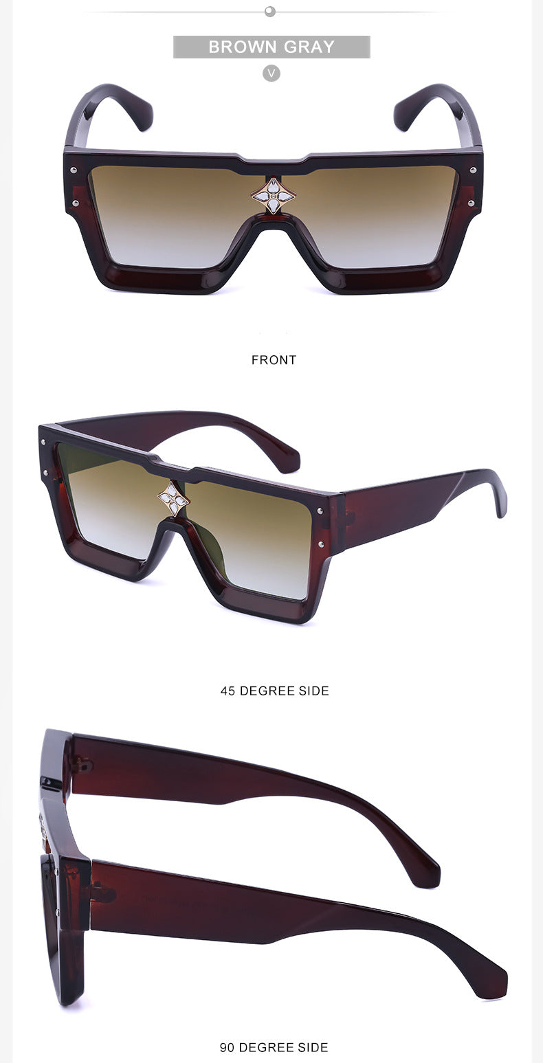 2025European and American 0k Rich Women Large Frame Sunglasses New One-piece Internet Celebrity Sunglasses for Women Trendy sunglasses