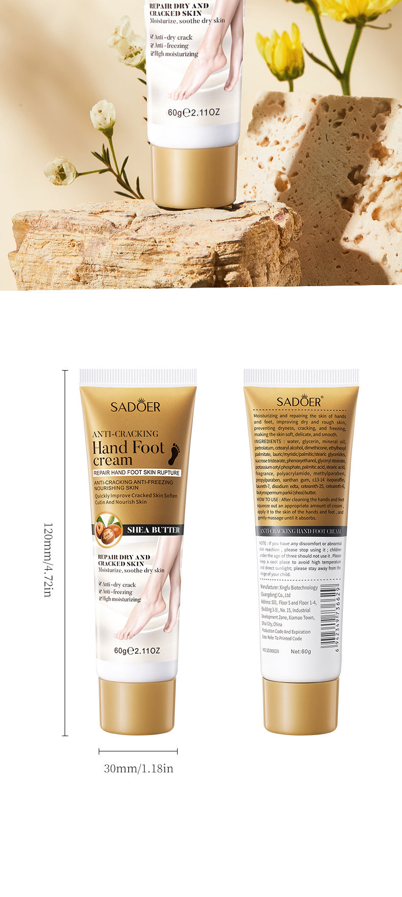 Full English Hand and Foot Cream60g SADOER Hydrating, moisturizing, anti-cracking, hydrating fragrance hand cream for  foreign trade wholesale