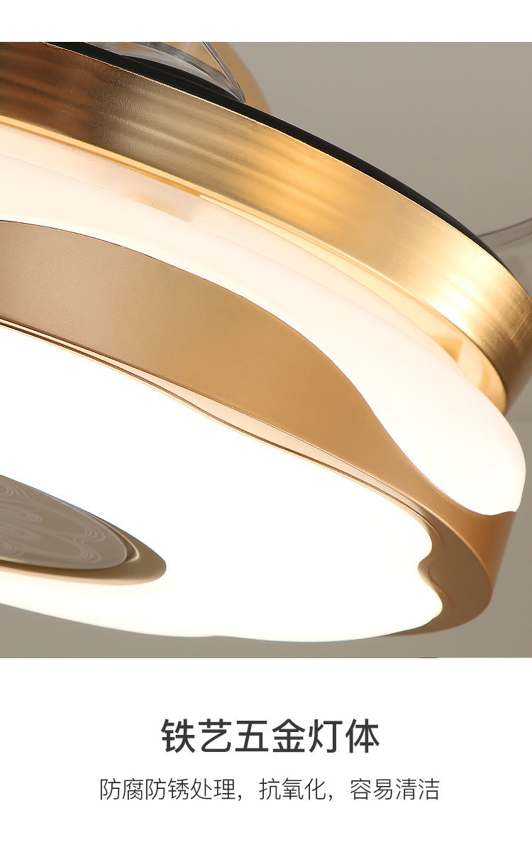 LED Invisible Fan Light for Dining Room and Bedroom, Modern Simple Ceiling Fan with Light, Variable Frequency Fan Light, Invisible