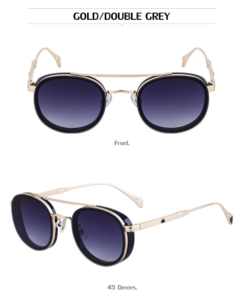 European and American Retro Oval Frame Sunglasses for Men, Side Wrap Small Frame Sunglasses for Women, Trendy Glasses Wholesale shades