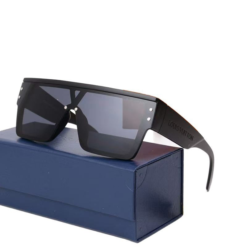 Donkey House1583European and American One-Piece Fashion Personality Sunglasses for Women, White Mercury Print Trendy Sunglasses for Men