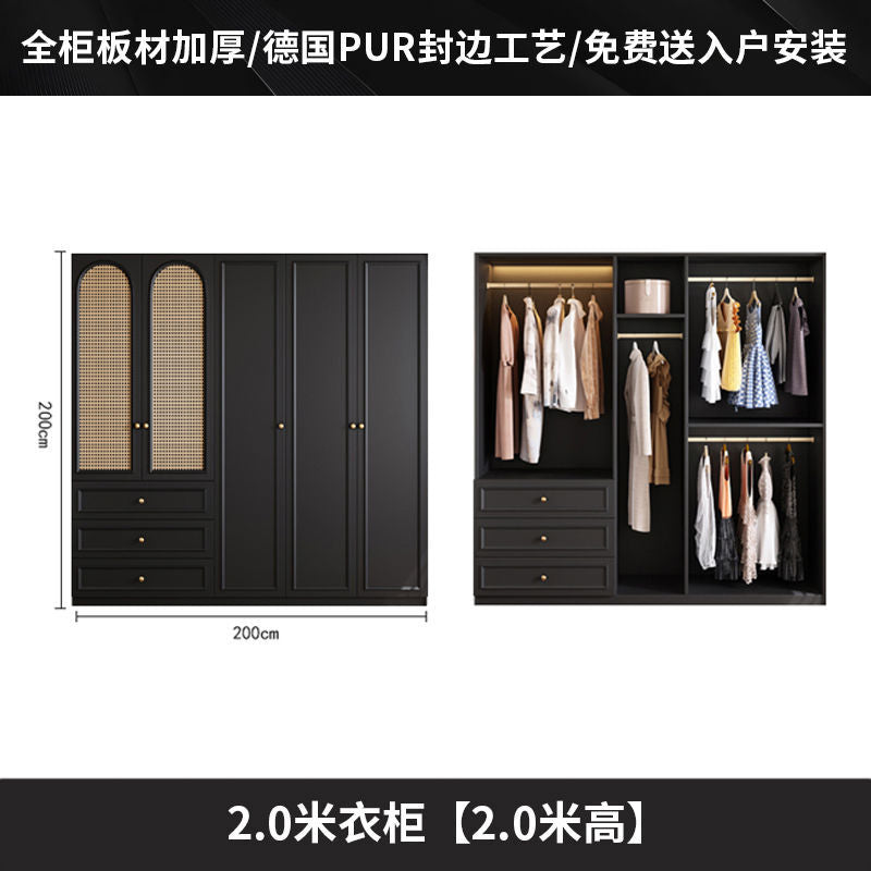 Vintage Style Wardrobe Black Cabinet Wardrobe for Home Bedroom Small Apartment Modern Simple Side Cabinet Top Cabinet Furniture Wardrobe