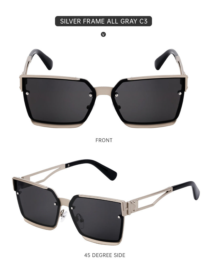 European and American Retro Punk Style Square Frame Sunglasses for Women Outdoor Sunshade Sunglasses for Men High-end Glasses Wholesale