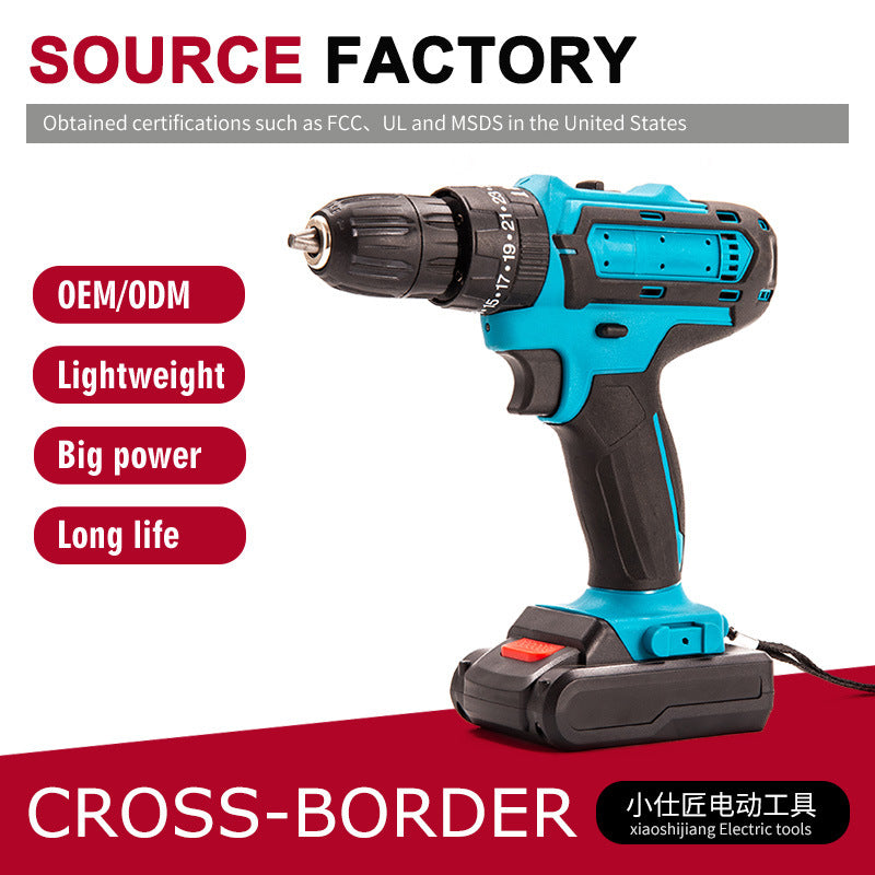 Foreign Trade Cordless Handheld Impact Drill Household Multifunctional Electric Screwdriver Brushless Lithium Battery Tool