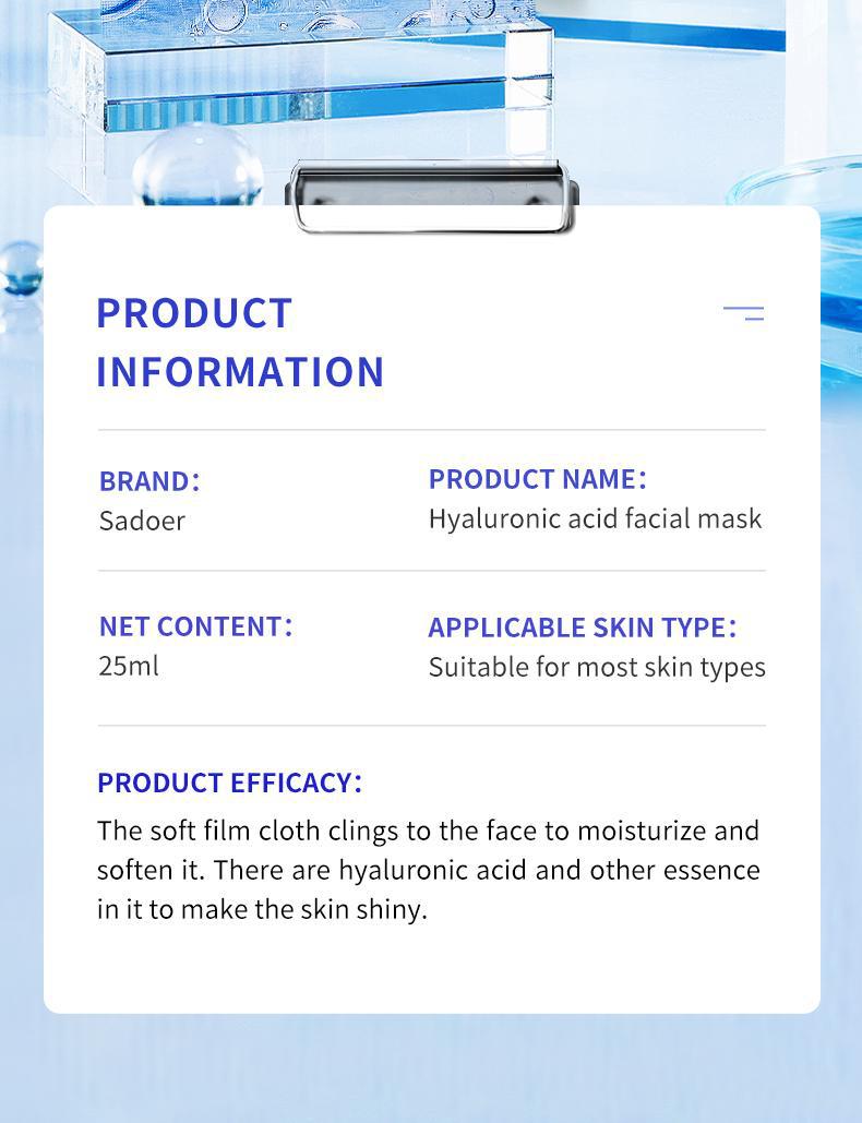 Full English Mask SADOER Hyaluronic Acid Vitamin E Oligopeptide Hydrating Moisturizing Tablets  Foreign Trade Wholesale