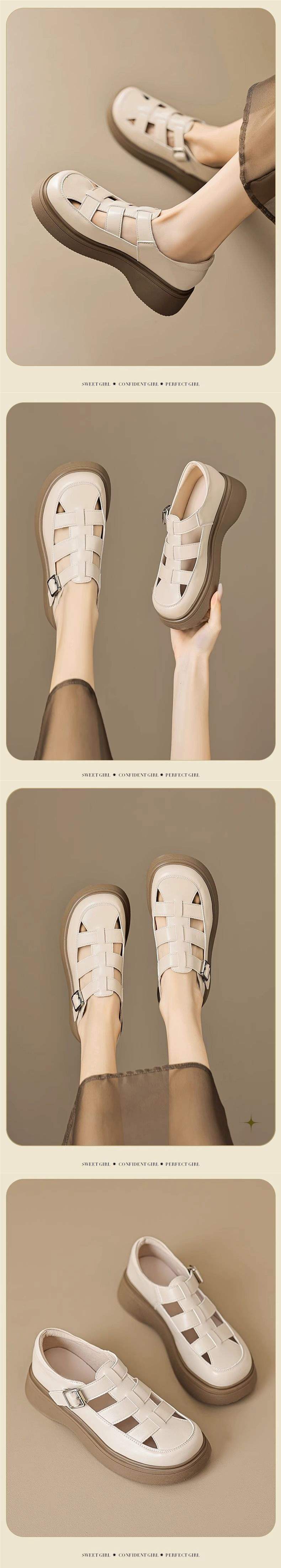 Women's Roman Sandals2025New Summer Single Shoes Versatile Closed-Toe Outdoor Wear with Dress Hole Shoes for Women