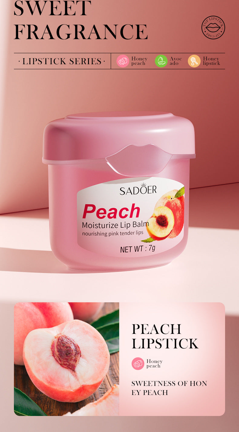 Full English Lip Balm SADOER Honey Hydrating Avocado Anti-Dry Crack Peach Lip Mask  Wholesale